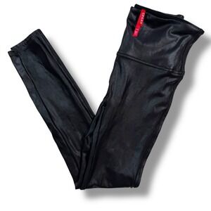 Spanx Women's Black‎ Faux Leather Shimmer Pull On Leggings Size Medium